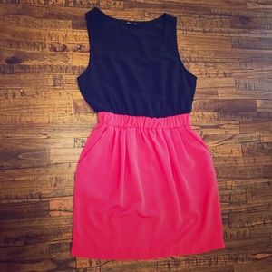 Black and Pink Sleeveless Dress
